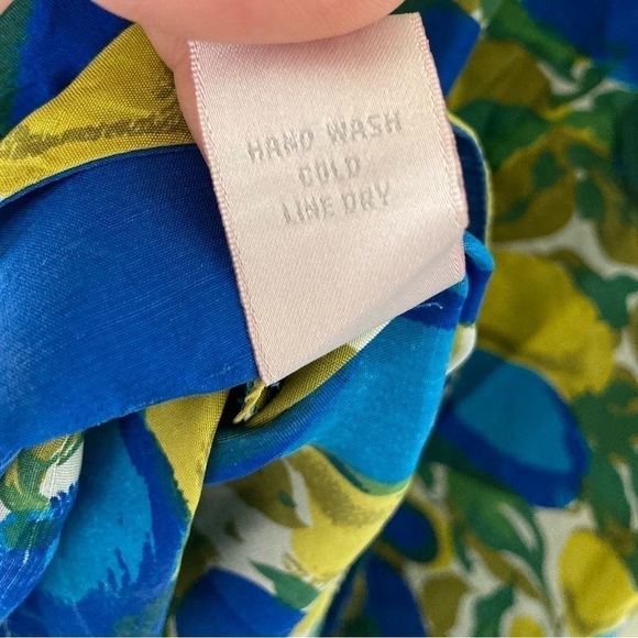 Rebecca taylor 100% silk bright pear fruit print midi dress tie front - Picture 12 of 13